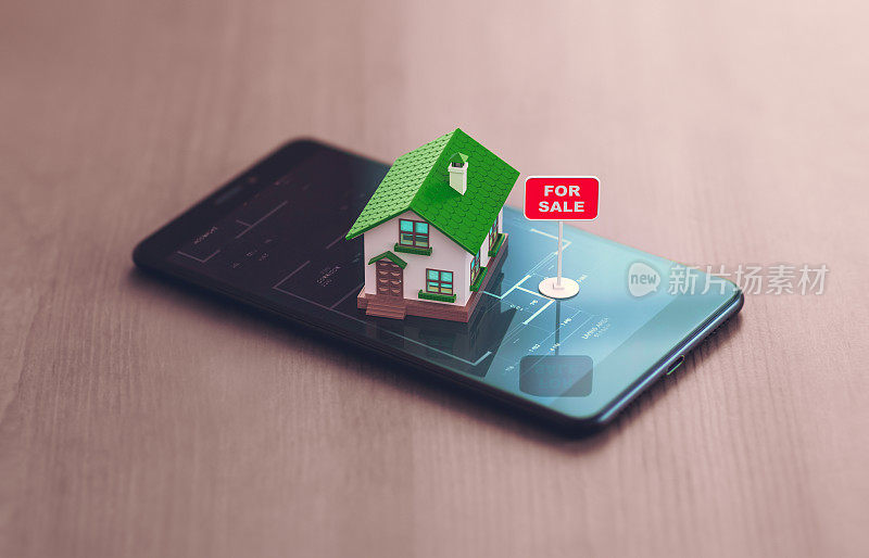 房子和智能手机出售- 3d
